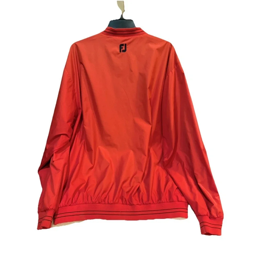 FootJoy Windbreaker Red Long Sleeve Men's Large Red Lined Pullover‎